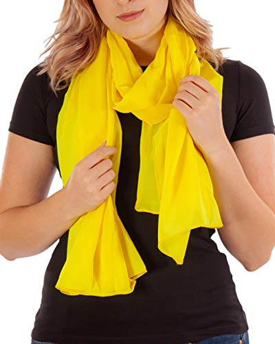 Schal Damen PRIMAVERA XXL Schals & Tücher in Gelb Halstuch Stola Pashmina aus Chiffon Sommer Frühling Ganzjährig Tuch Chiffontücher Damenschal (Sonnengelb)
