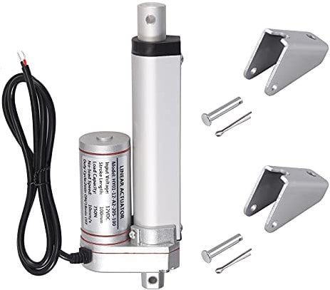 AUTOUTLET Linearmotor Verstellantrieb Toröffner, Linear Actuator Motor DC 12V 750N 100mm 10mm/s, Elektro Zylinder Schubstangenmotor Gleichstrommotor mit 2X Halterung, für Auto Möbel usw, Silber