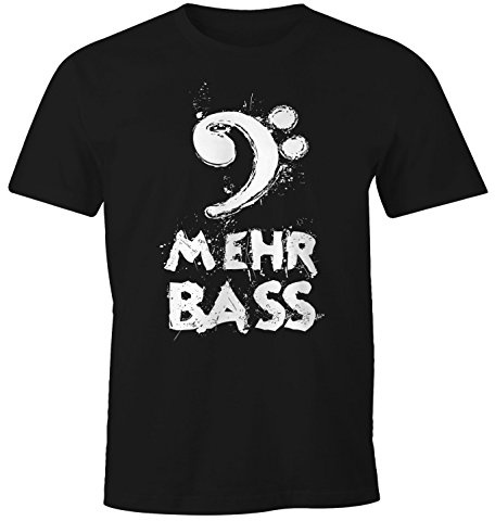 MoonWorks Herren T-Shirt Mehr Bass Musik Party Schwarz 5XL