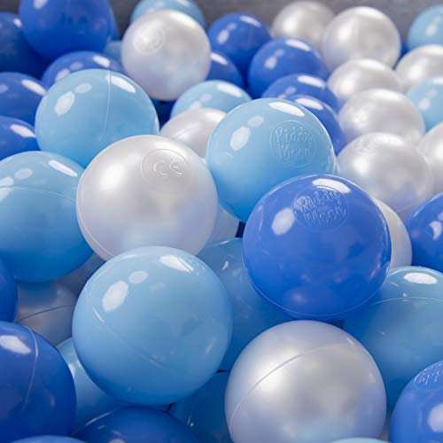 KiddyMoon 200/6Cm ∅ Balles Colorées Plastique Pour Piscine Enfant Bébé Fabriqué En EU, Baby Blue/Bleu/Perle