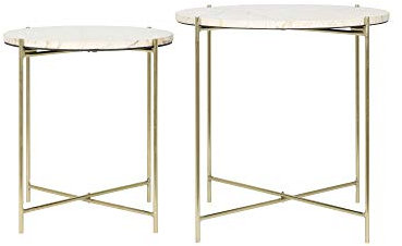 Light & Living Beistelltisch Besot - Marmor Braun - Ø42x45 + Ø52x50 cm