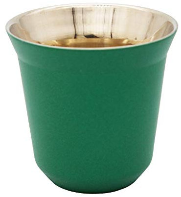 Abcsea 1 Stück Espressotassen Aus Edelstahl, Kaffeetasse aus Edelstahl, Mokkatassen Edelstahl, Doppelwandige Kaffeetassen Espressobecher, Grün 80ml
