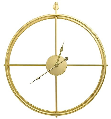 vidaXL Wanduhr Dekorativ Wohnzimmeruhr Bürouhr Analoguhr Wand Uhr Dekouhr Küchenuhr Wohnzimmer Wandtattoo Deko Rund Golden 52cm Eisen