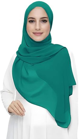 Lina & Lily Damen Muslim Premium Chiffon Hijab Kopftuch Schal aus Leicht Stoff (Persisches Grün)