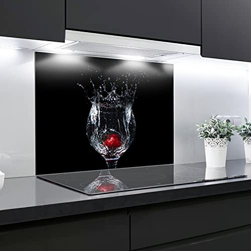 Crédence en verre trempé résistant à la chaleur - 90 x 65 cm - 4 mm d'épaisseur - Idéal derrière les cuisinières à gaz, vitrocéramique et induction - Facile à nettoyer et à suspendre