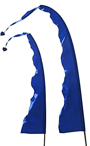 DEKOVALENZ Tessuto per Bandiera Balinese Wave con Punta a Forma di Cuore, Diversi Colori e Lunghezze, Lunghezza:3 Meter, Colore:Blu