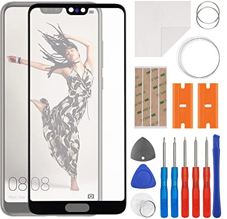 swark Juego de reparación de cristal frontal de pantalla compatible con Huawei P20 Pro, incluye juego de herramientas.