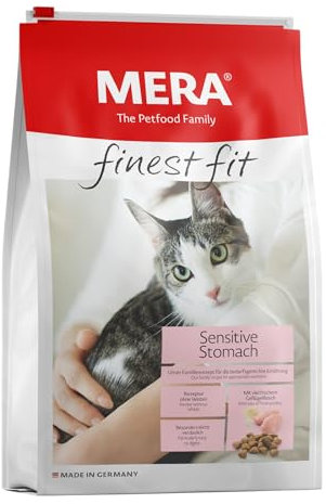MERA Finest fit Sensitive Stomach, Katzenfutter trocken für Katzen mit sensiblem Magen, Trockenfutter aus Geflügel und Reis, Futter für einen gesunden Darm, ohne Zucker (10 kg)