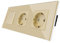 CNBINGO Solecke Doble con interruptor de luz, con placa de vidrio, moderno interruptor de pared Oro de vidrio cristalino, con material fluorescente, interruptor de 3 bandas de 1 vía, 10A 250V