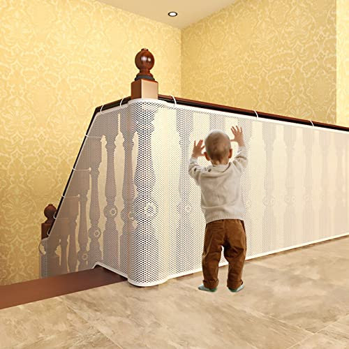 Pinsheng Kinder Sicherheitsnetz, Schienen Balkon Geländer Netz, Baby Treppen Sicherheitsnetz, für Kinder, Spielzeug, Haustiere, Sicheres Schienen Netz Mesh Schutznetz Balkonnetz (118'' x 30.7'')