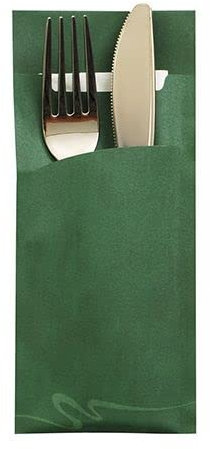 Papstar Bestecktaschen 20 cm x 8,5 cm dunkelgrün inkl. weißer Serviette 33 x 33 cm 2-lagig (520 Stück)