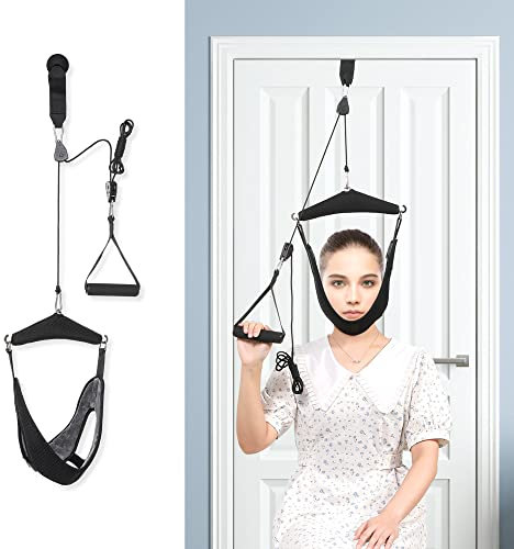Upgraded Neck Stretcher zervikalen Nacken Traktion Gerät, doppelte Ratsche Hals Spannung Relief Portable über die Tür Gerät, für physikalische Therapie, Nackenschmerzen zu lindern, Wirbel Disk Herniat