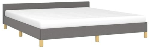 vidaXL Bettgestell mit Kopfteil, Bettrahmen mit Lattenrost, Bett Polsterbett mit Stützbeinen, Schlafzimmerbett Doppelbett, Dunkelgrau 160x200cm Stoff