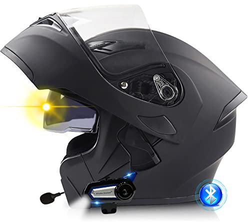 Bluetooth Motorradhelm, Modularer Klapphelm mit Doppelter Sonnenblende, Unisex Integralhelm ECE Zulassung, Scooter Motocross für Erwachsene Männer Frauen, 55-64cm