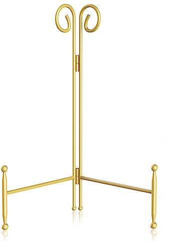 HOPEME Plate Stand 6 Inch 1-Pack, Gold Easel Display Stand for Table, Display Holder for Picture, Photo Frame, Decorative Plate, Dish and Wedding Easel