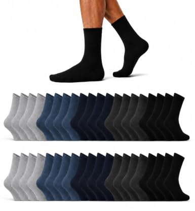 Basic Treasure Lot de 20 Paires Chaussettes Homme, Coton Respirant | Coutures plates, OEKO-TEX, bords souples, tenue flexible, confort sans pression