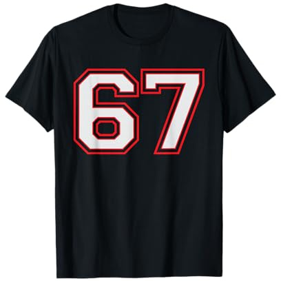 Red Number 67 Sports Player Jersey Fun Game Winner #67 Lucky T-Shirt