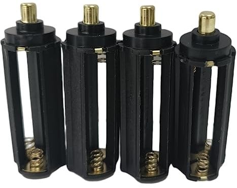 BeeSpring Battery Holder Cylindrical Storage Case Adapter 3 x AAA Batteries Adapter Tube for Handheld Flashlight Torch, Black-4Pcs