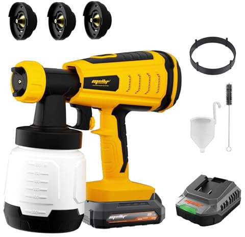 Mellif Cordless Paint Sprayer for 18V Battery,Wireless Electric Paint Spray Gun With 800Ml Tank,3 Sized Spray Nozzles 3 Patterns for Walls,Celling, Fencing and Decking
