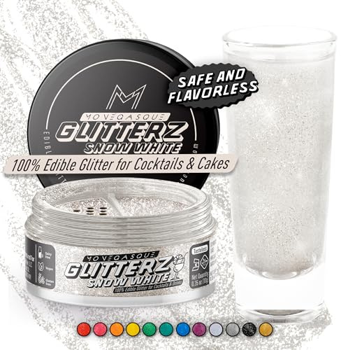 MONÉGASQUE Snow White Edible Glitter for Drinks & Cakes, 10g | Beverage Shimmer, Shimmer Powder, for Cupcakes, Cookies & Fondant, Cupcake & Cookie Decorating, Vegan, Gluten-Free