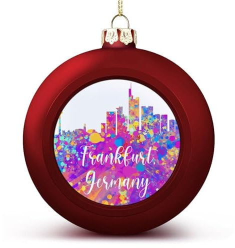 1 STÜCKE Weihnachtskugeln Ornamente Deutschland Frankfurt Stadt Skyline Weihnachtsdekorationen Bunte Städte Landschaft Baum Kugeln für Urlaub Weihnachten Party Dekoration