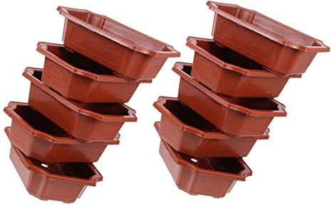 Kisangel 10pièces Pot De Bonsai Rectangulaire Plastique De Récipients pour Plantes Succulentes Et Fougères pour Jardinage Intérieur Et Extérieur Durable Et Léger Résistant Aux