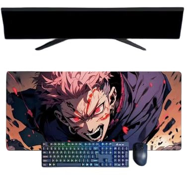 Jujutsu Kaisen Itadori Yuji Anime XXL Mouse Pad, 800 x 300 mm, Waterproof Gaming Keyboard Mouse Mat and 3 mm Non-Slip Rubber Base Textured Surface