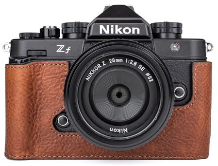 MUZIRI KINOKOO Z f Zf Case, Genuine Leather Protective Half Case Compatible for Z f/Zf Camera - with Opening Bottom and Hand Grip Design - Brown