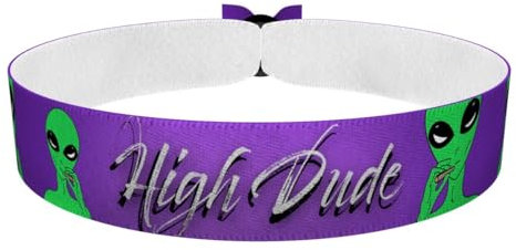 High Dude Stoffarmband - Weed Stoffarmband - Trippy Satin Armband - Handgemachtes Unisex Armband - Festival & Chill Out Modeaccessoire - Geschenkidee für Kiffer - Buntes Ethno Armband