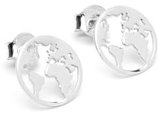 925 Sterling Silber Ohrringe mit Weltkugel - Geschenkidee für Reisende - Made in Italy - Modell Bogotá (Silber)