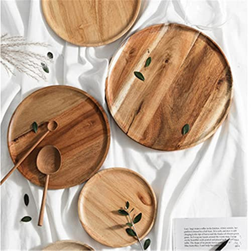 GeRRiT Bandeja de Madera Bandeja Bandeja de Madera Bandeja Redonda Bandeja de Almuerzo Bandeja de café Hogar (Color : Natural, Size : 20cm)