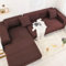 Bishilin Couchbezug Stretch Eckcouch, Sofa Überzug 2 Sitzer 145-185CM Modern Einfarbig Sofaüberwurf Sofabezug Ecksofa Universal Dunkelbraun
