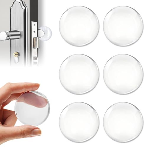 6PCS Door Knob Wall Protector,Silicone Round Clear Door Stopper, Self Adhesive Door Handle Knob Bumper,Wall Shield Bumper Guard Door Handle Bumper Pads for Wall, Fridge, Cabinets,Headboard,4cm/1.57in