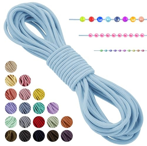 LEREATI Hilo Elastico para Pulseras, Cuerda Elástica 3mm x 5m Hilo Nylon Pulseras Goma Elastica para Pulseras, Collar, Joyería, Cintas el Pelo, Costura (Azul Claro)