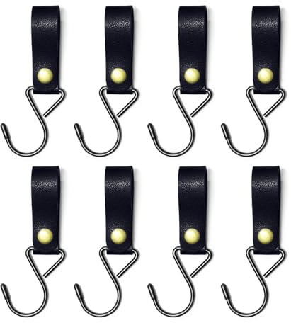 JinliangGuo 8Pcs Durable Coat Towel Leather Hooks Multifunctional PU Leather Straps Hooks Lightweight Portable Camping S Shelf Hooks for Coat Towel Kitchen