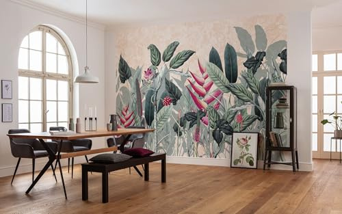 Komar Vlies Fototapete - Soft Jungle - Größe 350 x 250 cm - Tapete, Wanddekoration, Wohnzimmer, Schlafzimmer, Büro