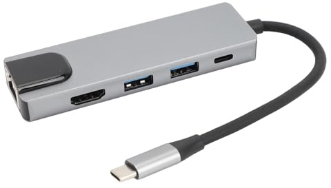 Hub USB C 5 en 1, Adaptateur Multiport Type C avec 4K HD, Ethernet RJ45 1000 Mbps, 2 USB 3.0, PD Charge Rapide, Station d'accueil pour PC Portable Tablette