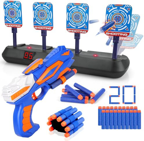 Diana para Nerf con Pistola, Objetivo de Tiro Electronica Automático con 20 Balas & Muñequeras, Juguete Gun Niños 3 4 5 6 7 8 9 10 11 12 Años Regalos Cumpleaños Navidad Juego Infantil