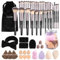 MAANGE Lot de 51 pinceaux de maquillage multifonctions pour fond de teint, poudre, blush, anti-cernes, fard à paupières, pinceaux de maquillage (noir doré)