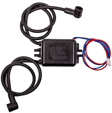 WMI924 OEM Continuous Spark 120 Volt Ignition Transformer Module with Extended 24 Inch Dual Wire Insulated Spark Plugs Lead and 18 Inch Extended 2 Pin Connector Primary Leads