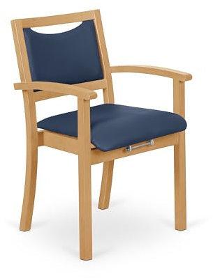 2liftu | Stuhl für Senioren | Aufstehhilfe-Stuhl | Armlehnstuhl mit Aufstehhilfe | Aus massivem Buchenholz gefertigt | Stabil und langlebig (Kunstleder, Blau)