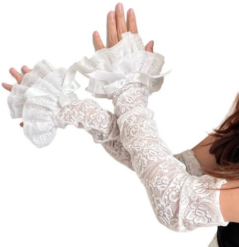 Punk Brauthandschuhe Spitzen Handgelenkhandschuhe Für Hochzeitskostüm Winter Armwärmer Für Braut Mädchen Fotografie