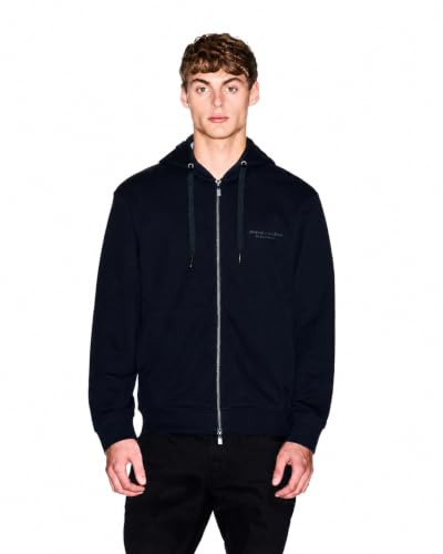Armani Exchange Men's Genuine Cotton, Zipped, Long Sleeve Side Logo Hooded Sweatshirt (pack of 1)