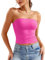 ZAAYO Schulterfrei Tube Top Damen Bandeau Top Y2K Slim Fit Crop Top Sexy Sommer Tops Doppelt Gefüttert Tank Top Rose M