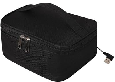 YWJLQH Eléctrica con Calefacción, Calentador de Almuerzo para Adultos, Bolsa Térmica Reutilizable, con Calefacción, Calentador de Aliment, Negro, Individual