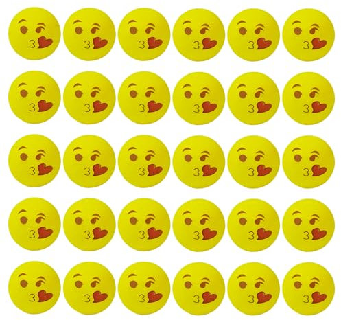 Regerly Tischtennisbälle, 30 Stück Spaß Bälles Training Ping Pong Bälle Tischtennis mit Emojis Tischtennis Bälle Set für den Vergnügungspark Launch Machine Glücklicher Abgehobener Betrag
