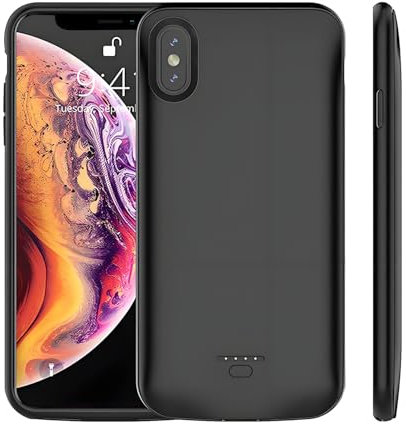 Battery Case For iPhone XR Charging Case 4000mAh with Phone Stand Ultra Slim Charger Case Rechargeable Backup Charging Cover (6.1 Inch,Black)