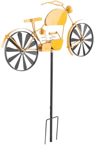 LOCADENCE Motorrad Windspiel, Dekorativer Rustikaler Vintage Gartenstecker aus Metall, Windskulpturen für Gärten, Rasen, Gehwegbegrenzungen