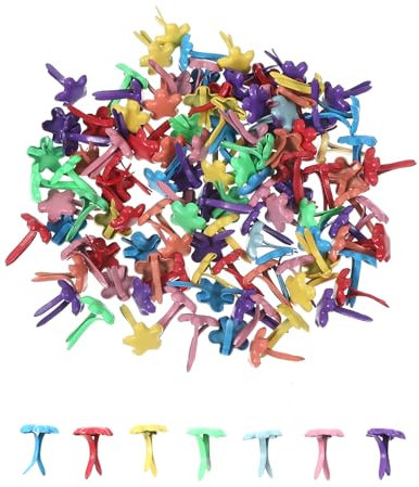 ShinherYee 200 Stück Mini Scrapbooking Brads, Musterklammern, Musterbeutelklammern, Briefklammern Für Schule Büro Papier Briefklammern Basteln Handwerk DIY (blumig)