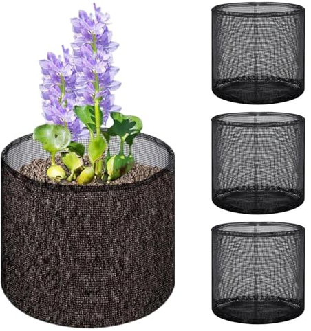 Generisch Teichpflanzkorb, Schwimmender Pflanzkorb Für Wasserpflanzen, Netzschwimm-Atmungsaktive Pflanztaschen 4er-Set Für Garten Wasser Innenbereich Und Balkonbepflanzung